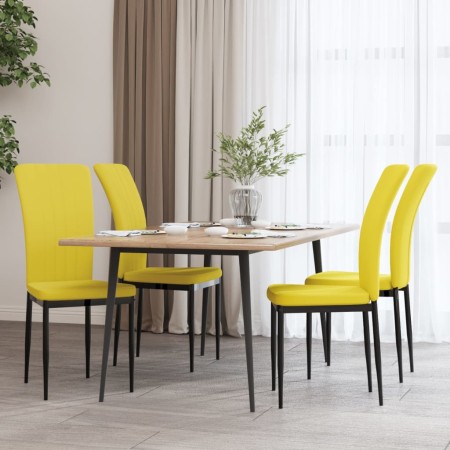 Sedie da Pranzo 4 pz Giallo Senape in Velluto