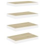 Scaffali a Parete 4 pz Rovere e Bianco 40x23x3,8 cm in MDF