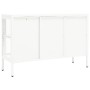 Credenza Bianca 105x35x70 cm in Acciaio e Vetro