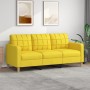 Divano a 3 Posti Giallo Chiaro 180 cm in Tessuto
