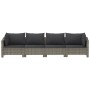 Set Divani da Giardino 4 pz con Cuscini in Polyrattan Grigio