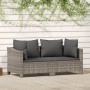 Set di Divani da Giardino 2 pz con Cuscini in Polyrattan Grigio