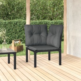 Poltrona Angolare Giardino con Cuscini Polyrattan Nero e Grigio