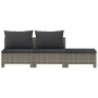 Set Divani da Giardino 3 pz con Cuscini in Polyrattan Grigio