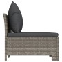 Set Divani da Giardino 3 pz con Cuscini in Polyrattan Grigio