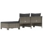 Set Divani da Giardino 3 pz con Cuscini in Polyrattan Grigio