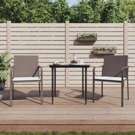 Sedie da Giardino con Cuscini 2pz Marroni 56x59x84cm Polyrattan