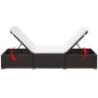 Lettino Prendisole con Cuscino in Polyrattan Marrone