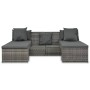 Set Divani da Giardino 4 pz con Cuscini in Polyrattan Grigio