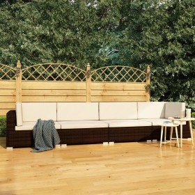 Set Divani da Giardino 4 pz con Cuscini in Polyrattan Marrone