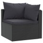 Set Divani da Giardino 3 pz con Cuscini in Polyrattan Nero