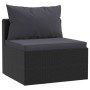 Set Divani da Giardino 3 pz con Cuscini in Polyrattan Nero