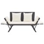 Panchina da Giardino con Cuscini 176 cm Nera in Polyrattan