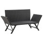 Panchina da Giardino con Cuscini 176 cm Nera in Polyrattan