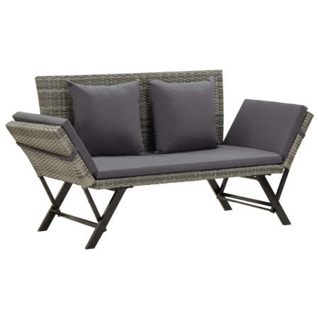 Panchina da Giardino con Cuscini 176 cm in Polyrattan Grigio