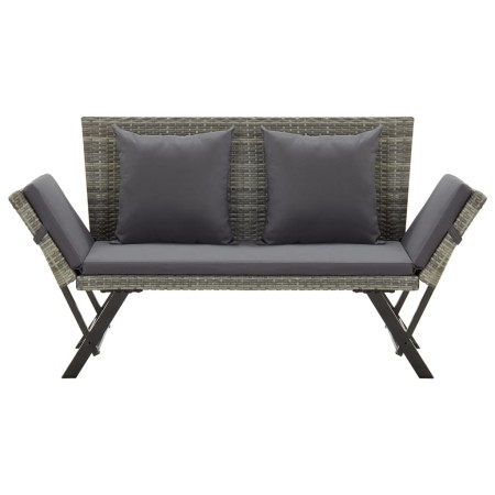 Panchina da Giardino con Cuscini 176 cm in Polyrattan Grigio