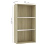 Libreria 3 Ripiani Bianco Rovere Sonoma 60x30x114cm Multistrato