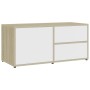 Mobile TV Bianco e Rovere Sonoma 80x34x36 cm Legno Multistrato