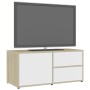 Mobile TV Bianco e Rovere Sonoma 80x34x36 cm Legno Multistrato