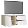 Mobile TV Bianco e Rovere Sonoma 80x34x36 cm Legno Multistrato