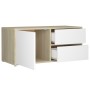 Mobile TV Bianco e Rovere Sonoma 80x34x36 cm Legno Multistrato