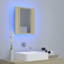 Armadietto a Specchio con Luci LED Rovere Sonoma in Acrilico