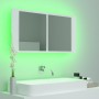 Armadietto a Specchio con Luci LED Bianco 90x12x45 in Acrilico