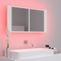 Armadietto a Specchio con Luci LED Bianco 90x12x45 in Acrilico