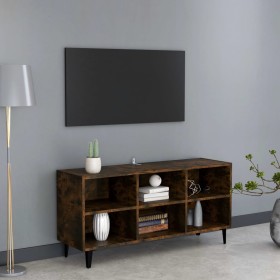 Mobile TV con Gambe in Metallo Rovere Fumo 103,5x30x50 cm