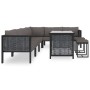 Set Divani da Giardino 9 pz con Cuscini in Polyrattan Antracite