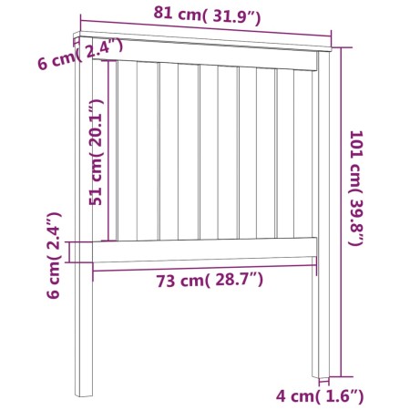 Testiera per Letto Bianca 81x6x101 cm in Legno Massello di Pino