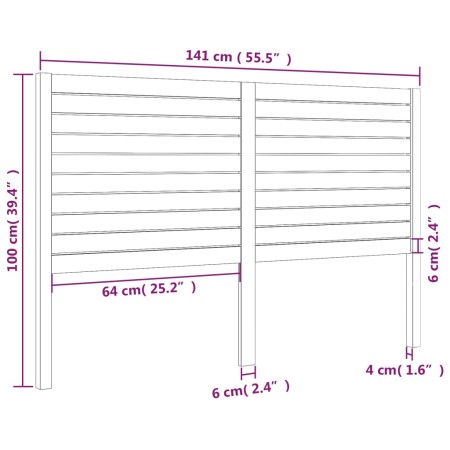 Testiera per Letto Nera 141x4x100 cm in Legno Massello di Pino