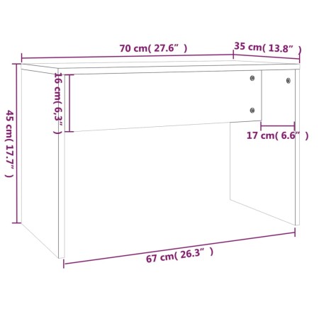 Sgabello da Toeletta Rovere Fumo 70x35x45 cm Legno Multistrato