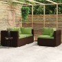 Set Divano da Giardino 3 pz con Cuscini in Polyrattan Marrone