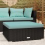 Poggiapiedi da Giardino con Cuscino Nero 70x70x30 cm Polyrattan