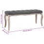 Panca in Lino e Legno Massello 110x38x48 cm Grigio Scuro