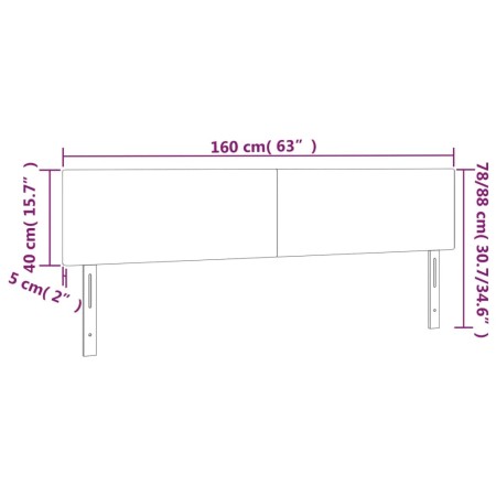 Testiera a LED Nera 160x5x78/88 cm in Velluto