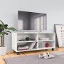 Mobile TV con Ruote Bianco 90x35x35 cm in Legno Multistrato