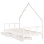 Giroletto Bambini con Cassetti Bianco 90x200cm Massello di Pino