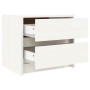 Comodino Bianco 40x31x35,5 cm in Legno Massello di Pino