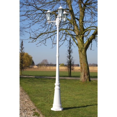 Lampione da Giardino a 3 Bracci 215 cm in Alluminio Bianco