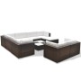 Set Divani da Giardino 10 pz con Cuscini in Polyrattan Marrone