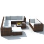 Set Divani da Giardino 10 pz con Cuscini in Polyrattan Marrone