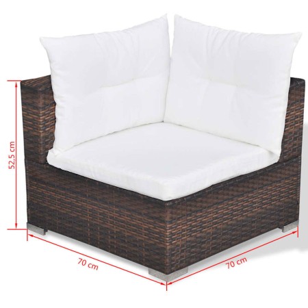 Set Divani da Giardino 10 pz con Cuscini in Polyrattan Marrone