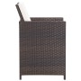 Set da Pranzo da Giardino 5 pz con Cuscini Polyrattan Marrone