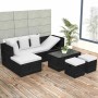 Set Divani da Giardino 4 pz con Cuscini in Polyrattan Nero