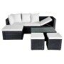 Set Divani da Giardino 4 pz con Cuscini in Polyrattan Nero