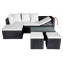 Set Divani da Giardino 4 pz con Cuscini in Polyrattan Nero