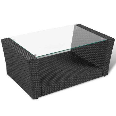 Set Divani da Giardino 4 pz con Cuscini in Polyrattan Nero