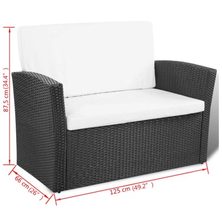 Set Divani da Giardino 4 pz con Cuscini in Polyrattan Nero